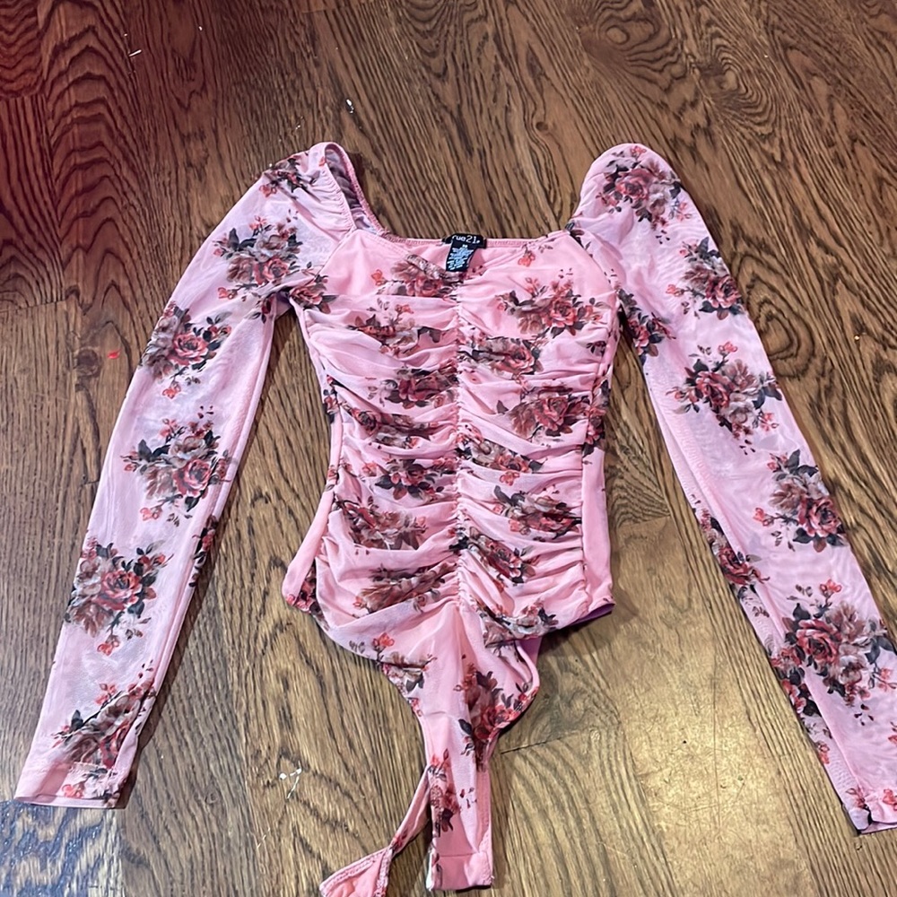 mesh flower bodysuit